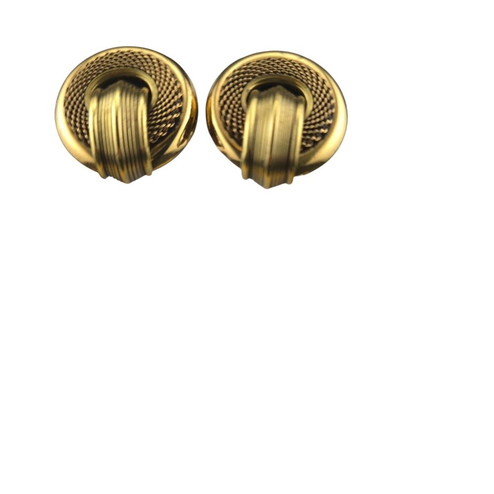 Vintage Bulatti Gold-Tone Textured Knot Clip-On Earrings Classic - Picture 3 of 8